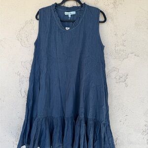 Moon River Blue Ruffle Hem Mini Dress